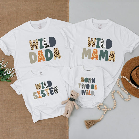 Two Wild Birthday Matching Family Shirts: Safari Animal Print Outfit, Born Two Be Wild 1st Birthday, Zoo Party, Safari Squad, Soft Cotton Comfort (139)