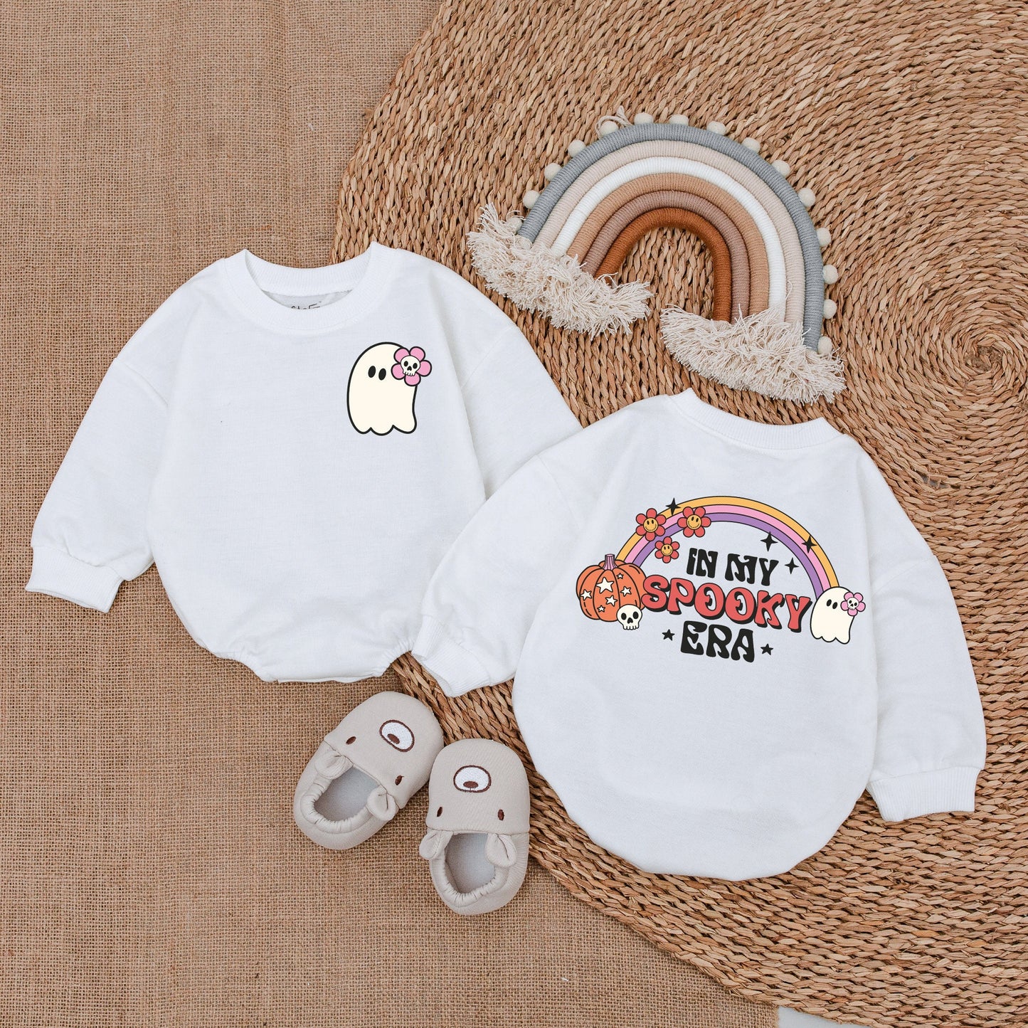 Halloween Baby Bodysuit - Retro Ghost Infant Romper - First Outfit
