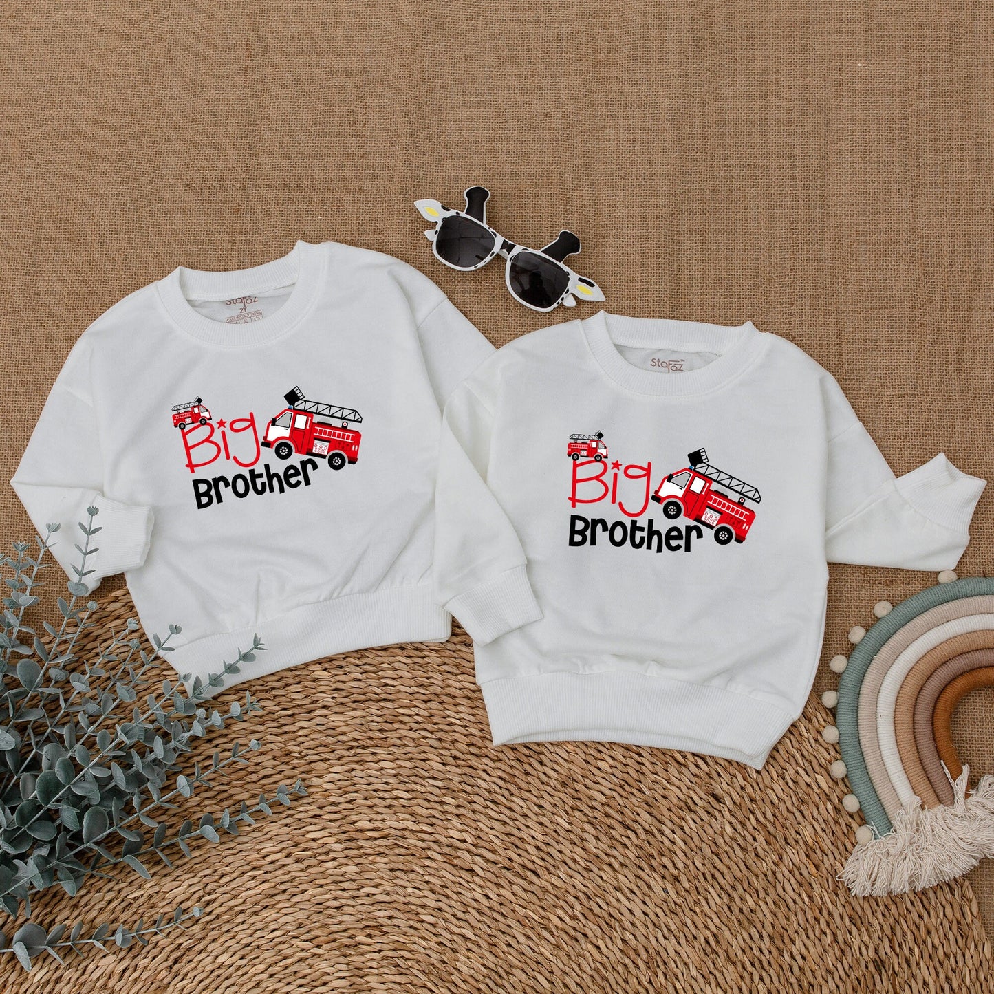 Big Brother Little Brother Matching Sibling Romper and Sweatshirt Set Pregnancy Announcement Outfit