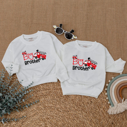 Big Brother Little Brother Matching Sibling Romper and Sweatshirt Set Pregnancy Announcement Outfit