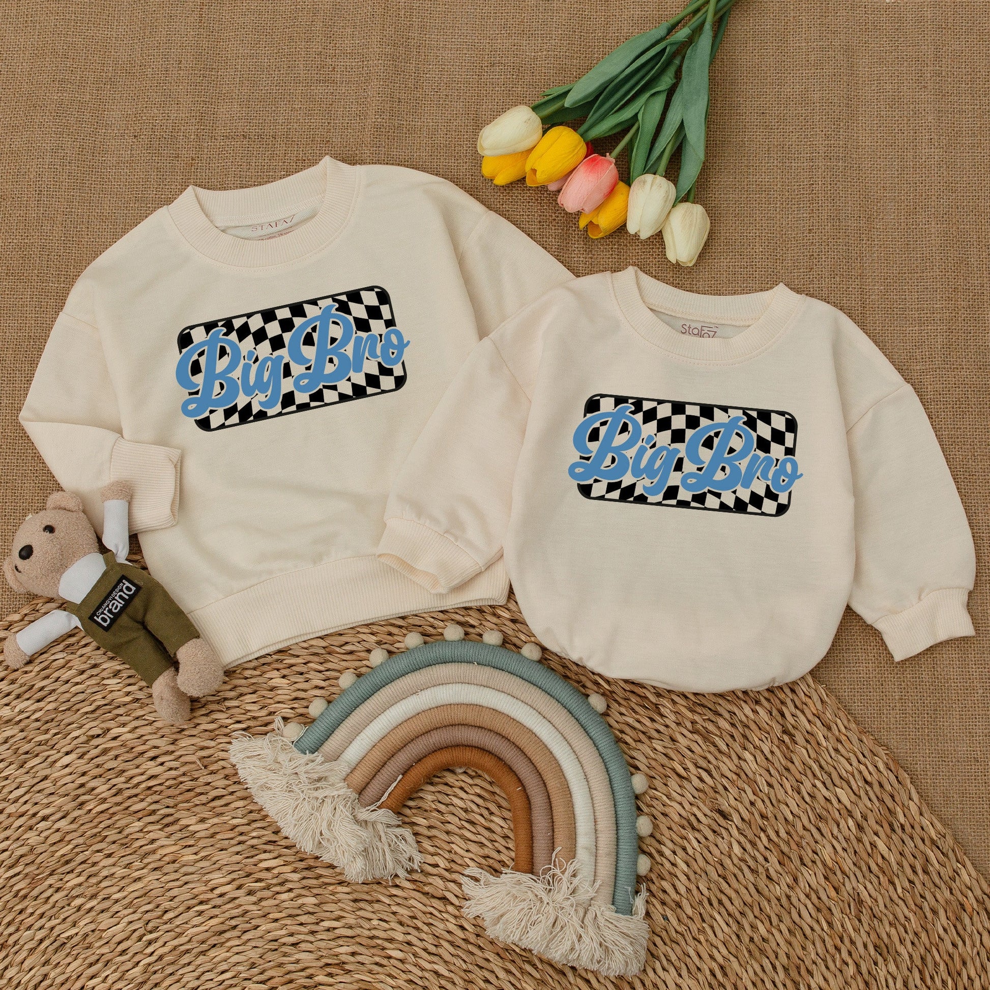 Big Brother Baby Romper Bodysuit Sweatshirt Matching Sibling Set Pregnancy Announcement Baby Shower Gift