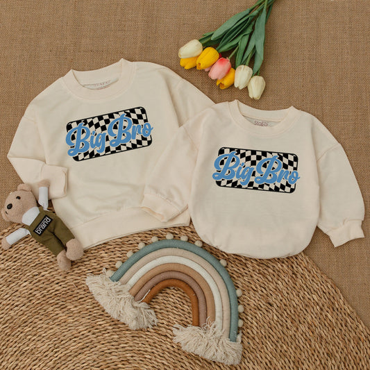 Big Brother Baby Romper Bodysuit Sweatshirt Matching Sibling Set Pregnancy Announcement Baby Shower Gift