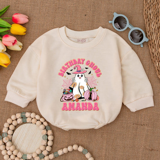 Groovy Ghoul Halloween Romper: 1st Birthday Baby Girl Outfit