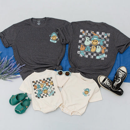Matching Father Son Daddy's Boy and Boy Daddy Smile Face Shirts First Father's Day Gift New Dad Birthday soft cotton comfortable baby toddler boy outfits