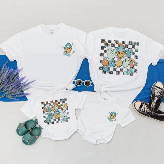 Matching Father Son Daddy's Boy and Boy Daddy Smile Face Shirts First Father's Day Gift New Dad Birthday soft cotton comfortable baby toddler boy outfits