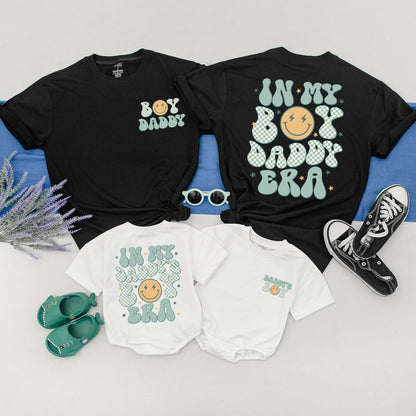 In My Boy Daddy Era & Daddy's Boy Matching Shirts Fun Retro Blue Green Orange Star Lightning Bolt Graphics First Father's Day Gift Outfits for Dad and Son