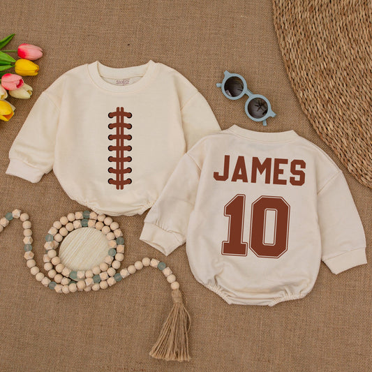 Personalized James 10 Football Baby Romper Custom Name Gameday Bodysuit Baby Clothes Football Gift