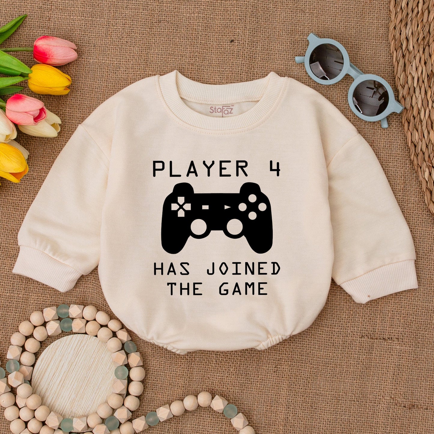 Custom "PLAYER 4 HAS JOINED THE GAME" Romper Video Game Baby Clothes Gamer Parents Newborn Gift Bubble Romper