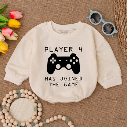 Custom "PLAYER 4 HAS JOINED THE GAME" Romper Video Game Baby Clothes Gamer Parents Newborn Gift Bubble Romper