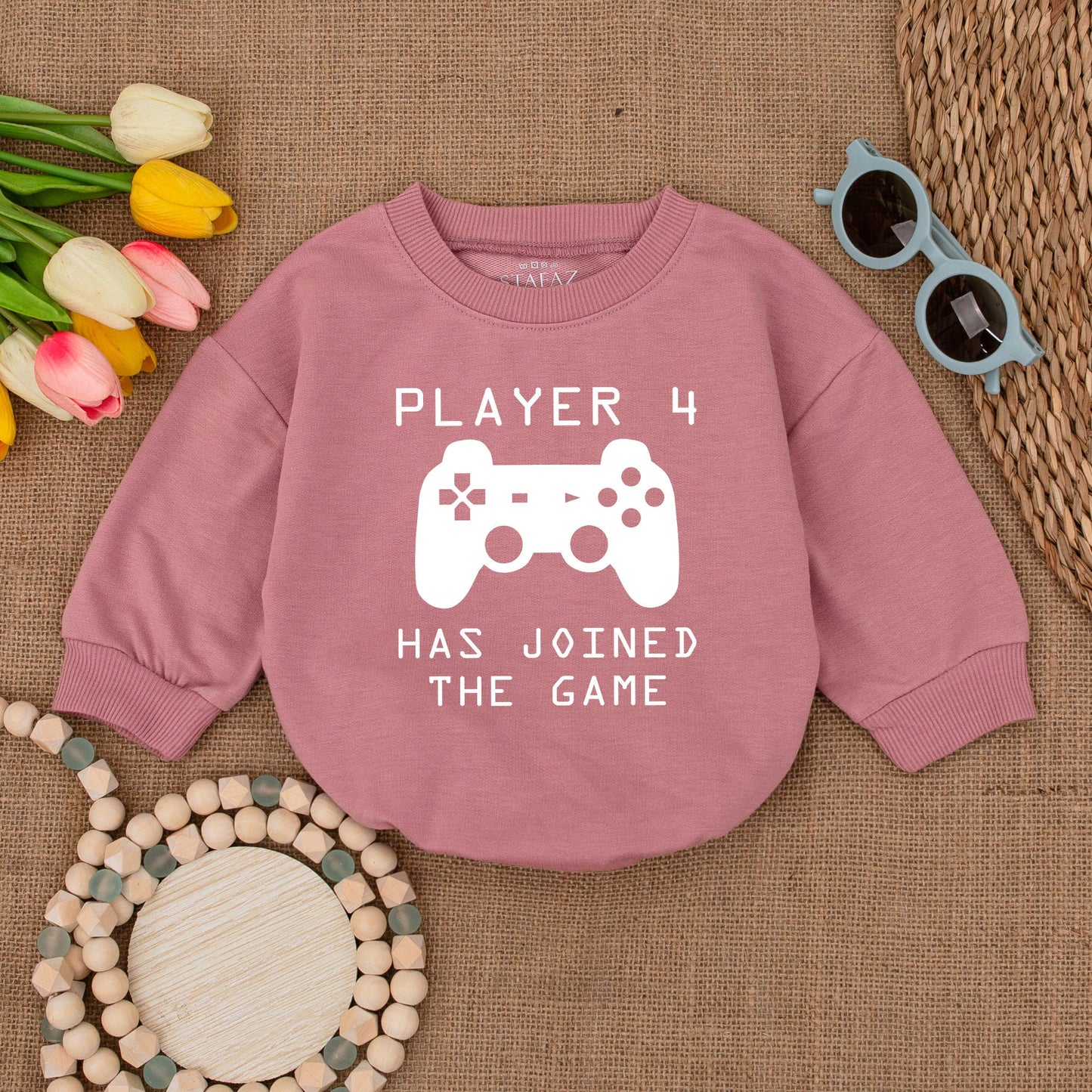 Custom "PLAYER 4 HAS JOINED THE GAME" Romper Video Game Baby Clothes Gamer Parents Newborn Gift Bubble Romper