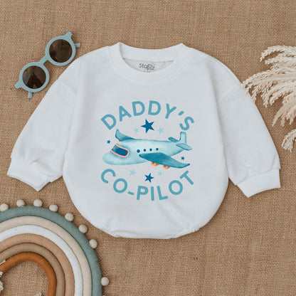 Daddy's Co-Pilot Bubble Romper Childs First Flight Airplane Baby Outfit Future Pilot Soft Cotton Comfortable Fathers Day Gift Baby Shower Gender Neutral