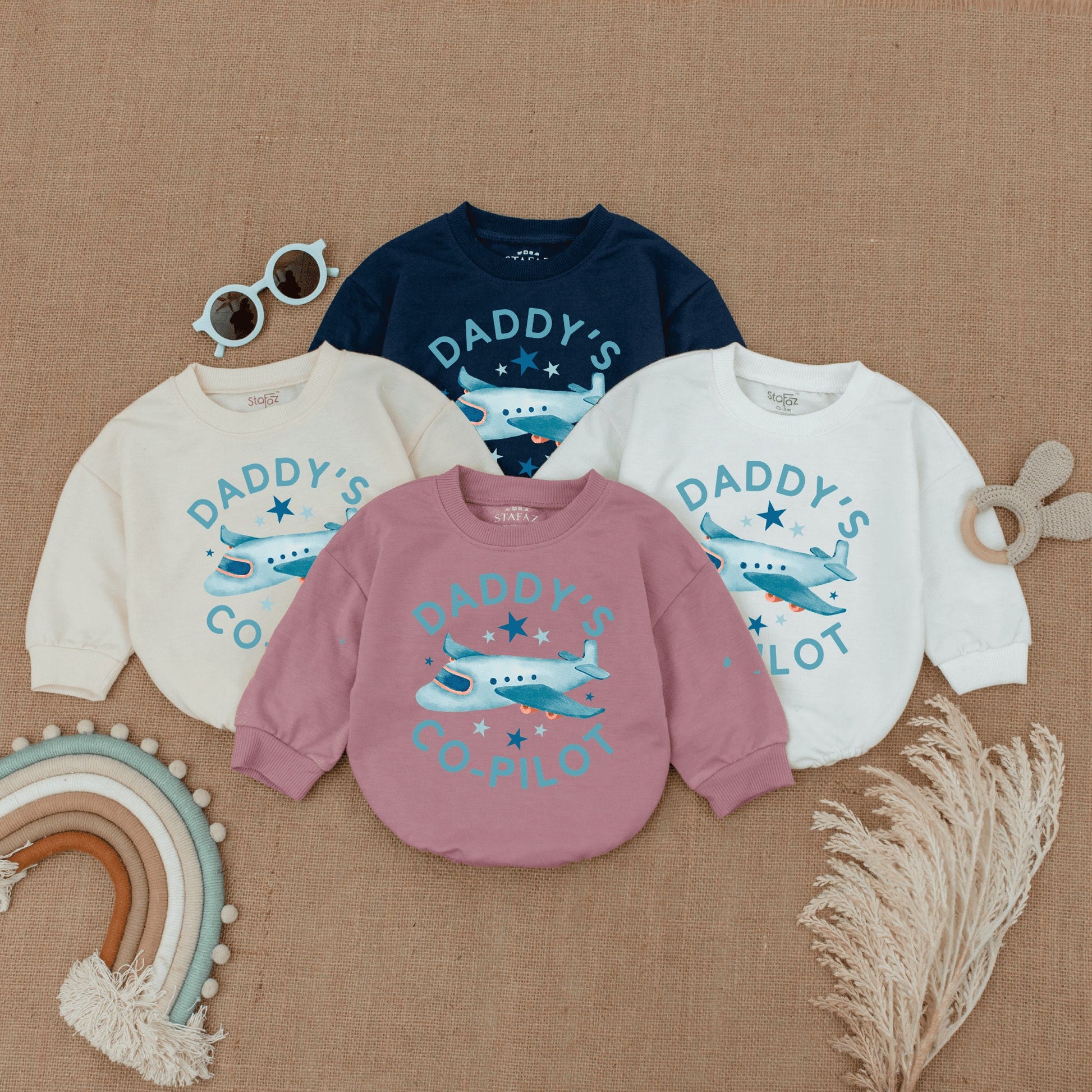 Daddy's Co-Pilot Bubble Romper Childs First Flight Airplane Baby Outfit Future Pilot Soft Cotton Comfortable Fathers Day Gift Baby Shower Gender Neutral