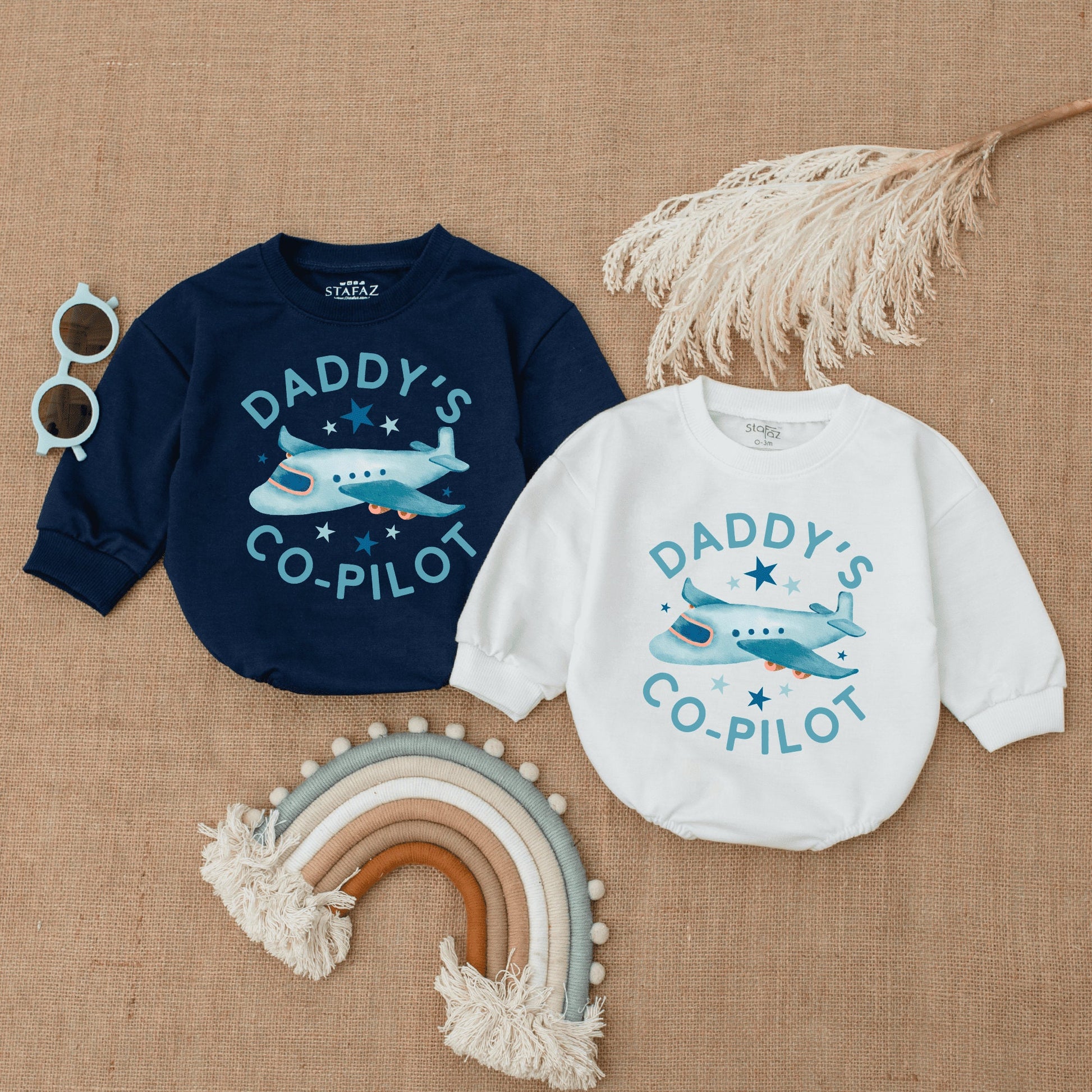 Daddy's Co-Pilot Bubble Romper Childs First Flight Airplane Baby Outfit Future Pilot Soft Cotton Comfortable Fathers Day Gift Baby Shower Gender Neutral