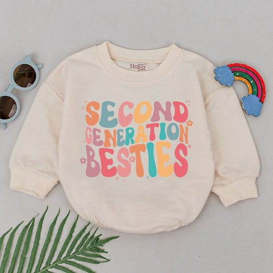 Besties Like Our Moms Second Generation Cotton Baby Romper Perfect Matching Outfit for Best Friend Newborn Girls and Cousin Shower Gifts