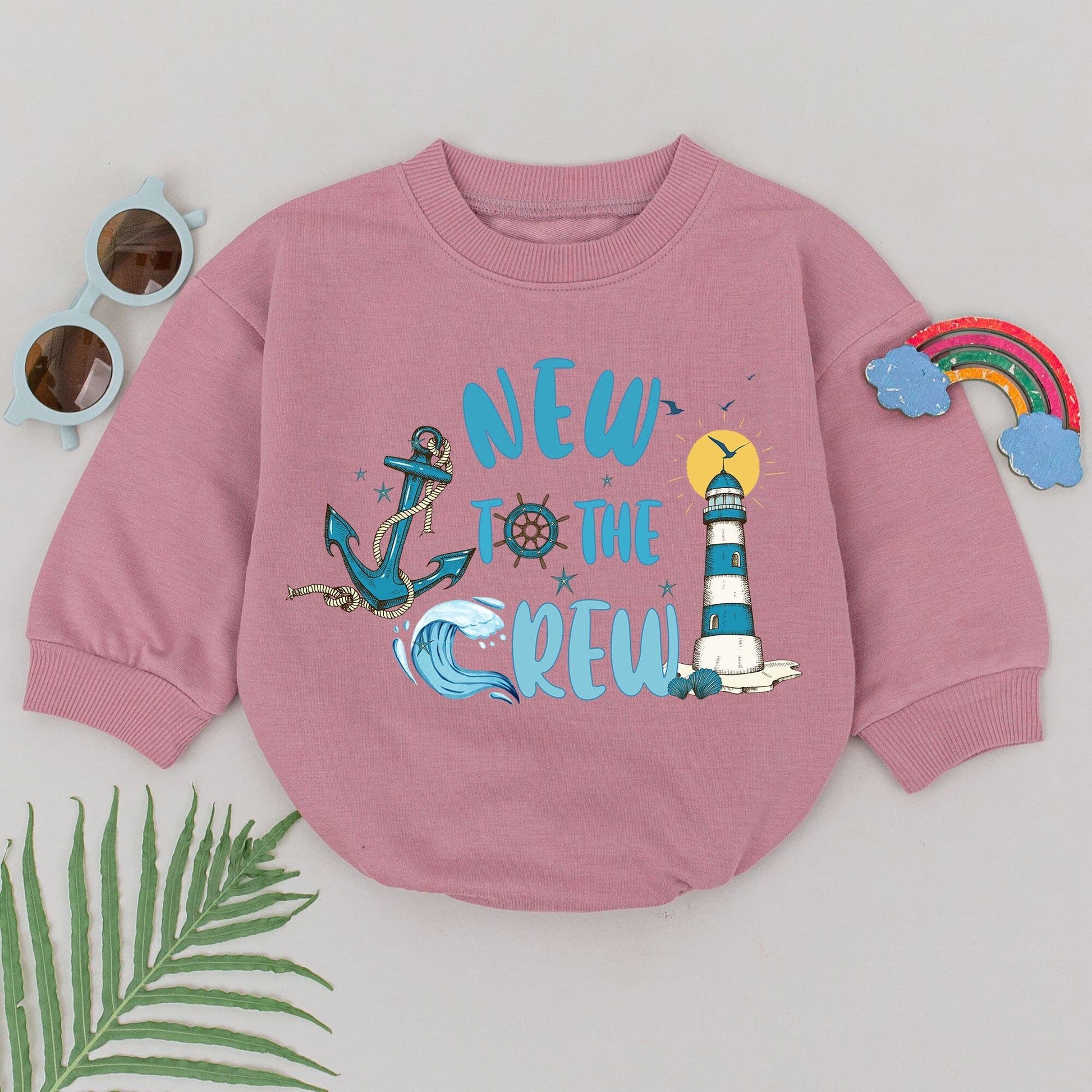 New To The Crew Anchor Romper: Nautical Baby Boating Outfit, Beach Bodysuit, Perfect Baby Shower Gift, Comfortable Cotton Fishing Clothes 138