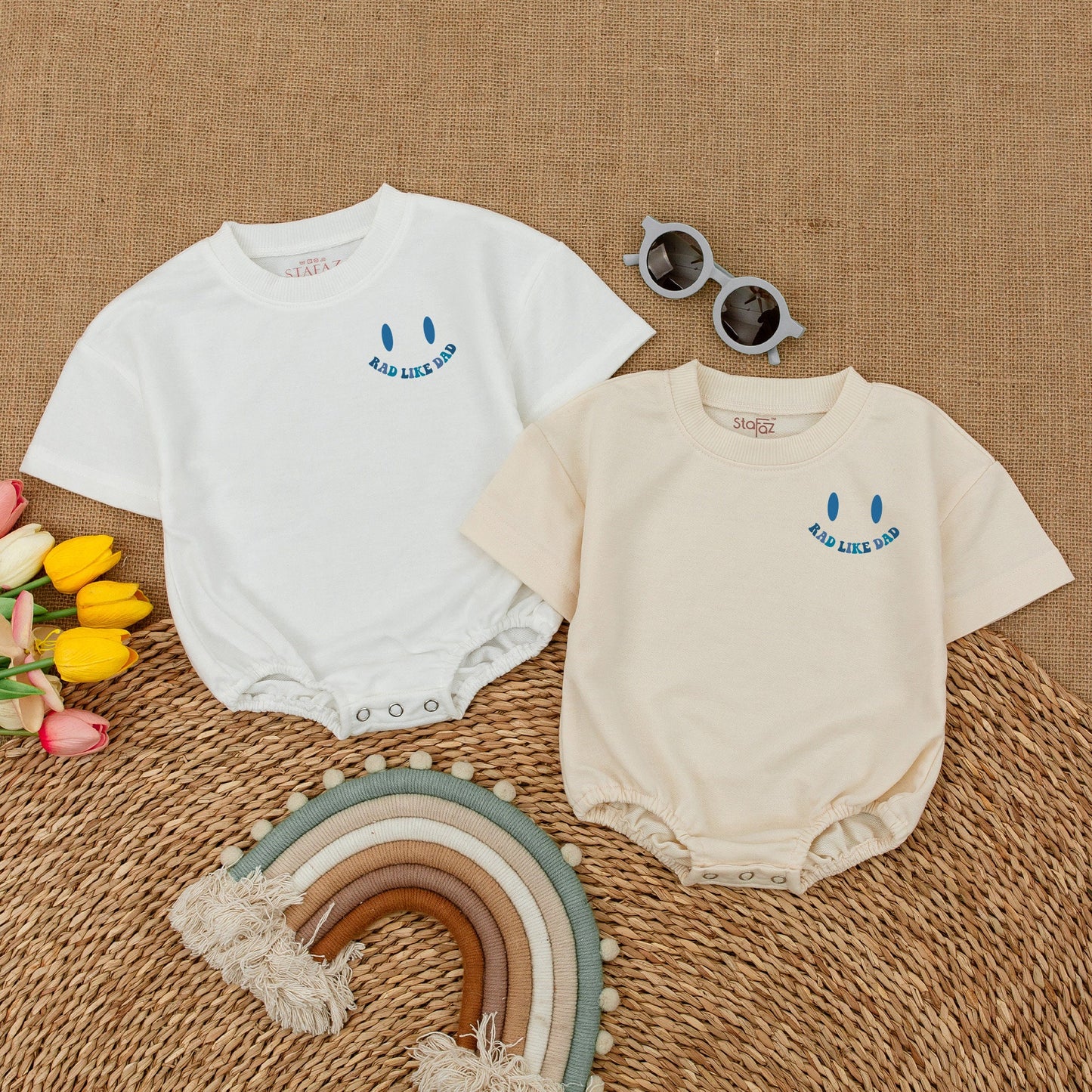 Rad Like Dad Toddler Outfit Set: Bodysuit, T-Shirt, and Romper