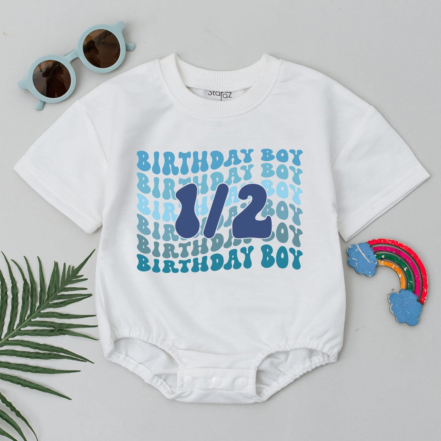 Half Birthday Boy Romper Outfit Six Months Celebration Baby Clothes, Half Way To One 1/2 Birthday Bodysuit Gift Comfortable Cotton Newborn Outfit  (137 chars)