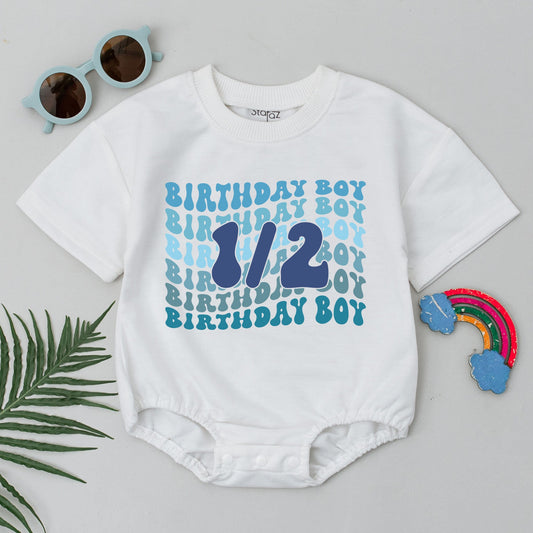 Half Birthday Boy Romper Outfit Six Months Celebration Baby Clothes, Half Way To One 1/2 Birthday Bodysuit Gift Comfortable Cotton Newborn Outfit  (137 chars)