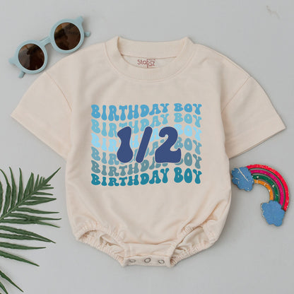 Half Birthday Boy Romper Outfit Six Months Celebration Baby Clothes, Half Way To One 1/2 Birthday Bodysuit Gift Comfortable Cotton Newborn Outfit  (137 chars)