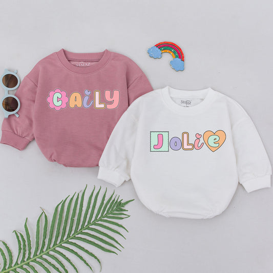 Personalized Name Baby Girl Bubble Romper - Spring, Birthday