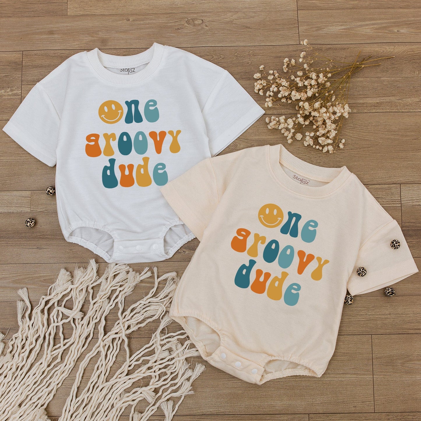 Groovy Retro Romper: 1st Birthday Outfit, Gender Neutral Gift