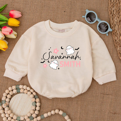 Personalized Halloween Ghost Romper - Cute Fall Baby Shower Gift