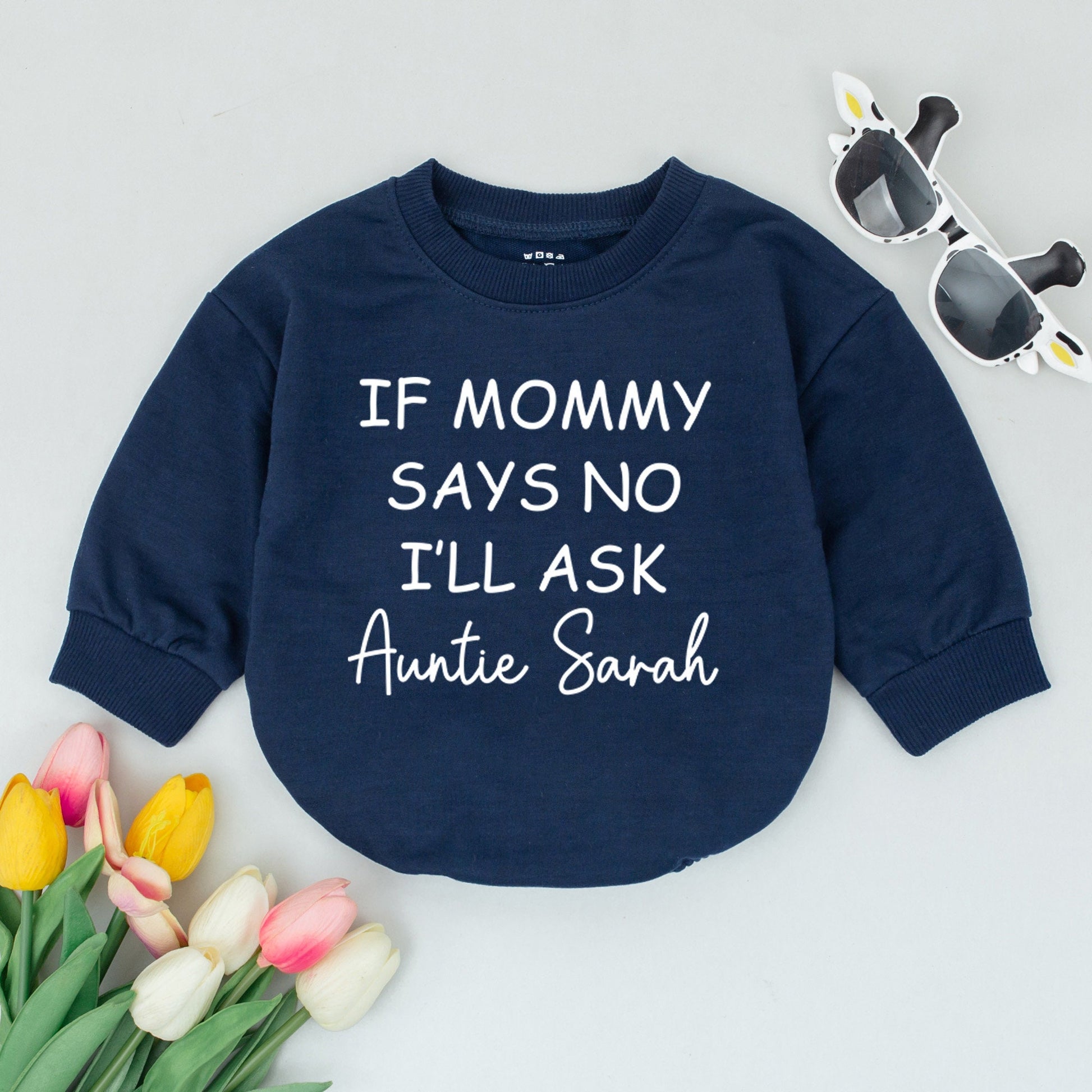 Auntie-Assisted Baby Romper: Custom Reveal Outfit Gift for Aunties