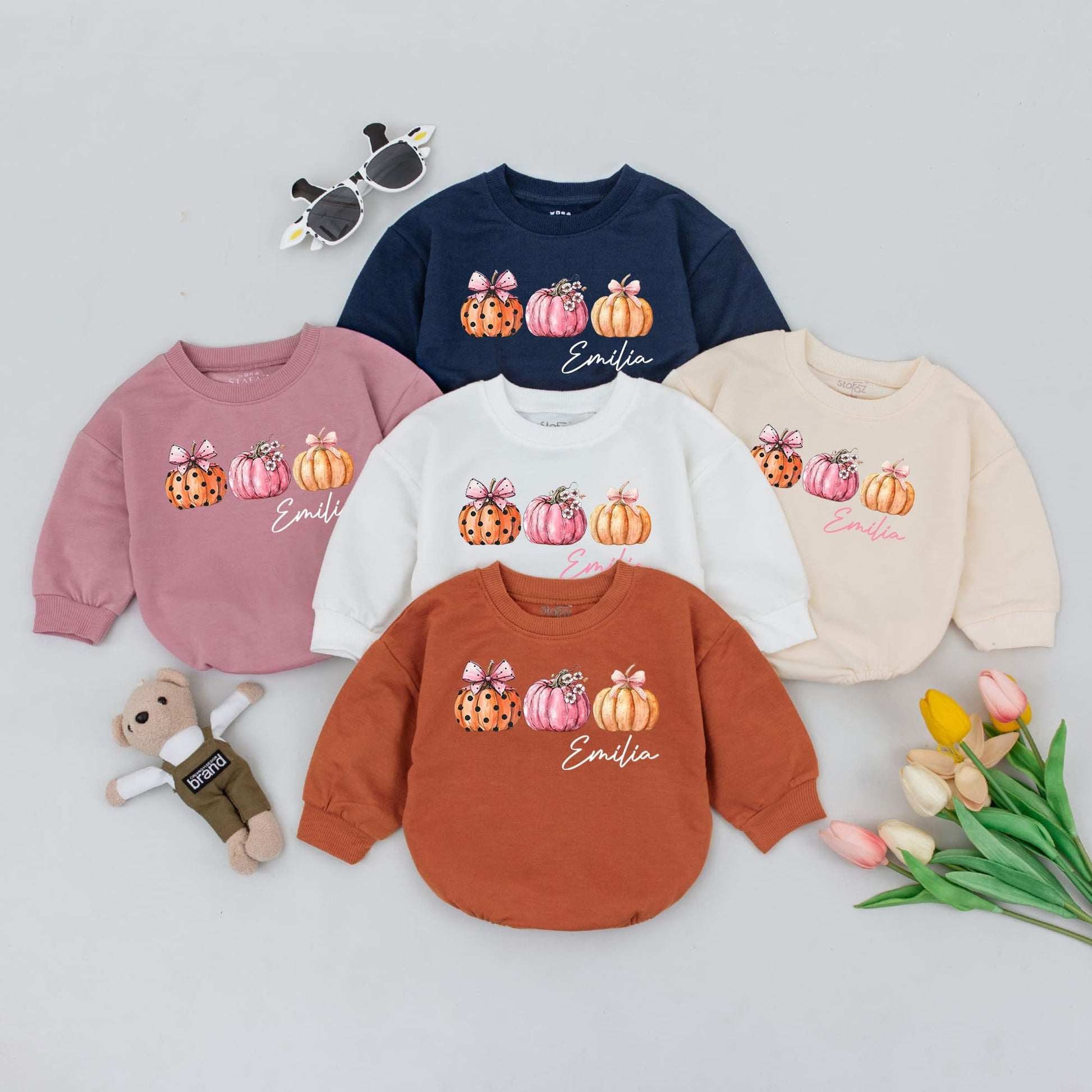 Pumpkin Patch Baby Romper Thanksgiving Outfit, Personalized Fall Clothes, Custom Monogram, Cute Halloween, Retro Autumn Kid Gift, Orange Bodysuit 138 chars