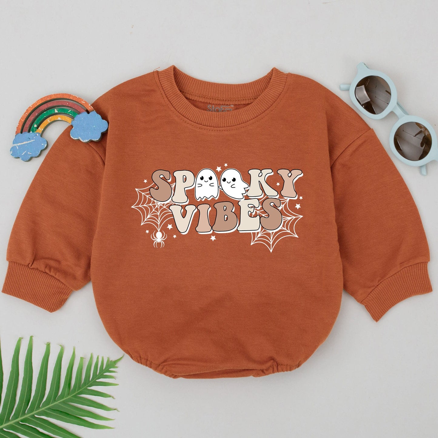 Groovy Spooky Vibes Baby Romper, Retro Halloween Outfit, Ghost Spiderweb Design, First Halloween Costume, Cute Spooky Season, Baby Shower Gift for Girls (140)