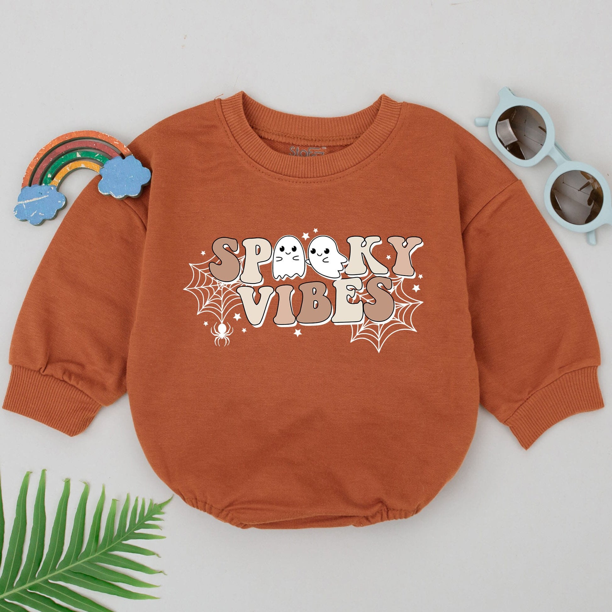 Groovy Spooky Vibes Baby Romper, Retro Halloween Outfit, Ghost Spiderweb Design, First Halloween Costume, Cute Spooky Season, Baby Shower Gift for Girls (140)