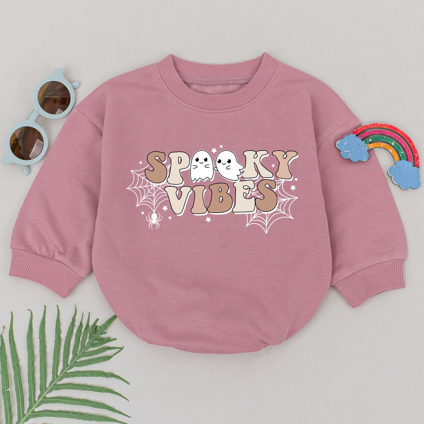 Groovy Spooky Vibes Baby Romper, Retro Halloween Outfit, Ghost Spiderweb Design, First Halloween Costume, Cute Spooky Season, Baby Shower Gift for Girls (140)