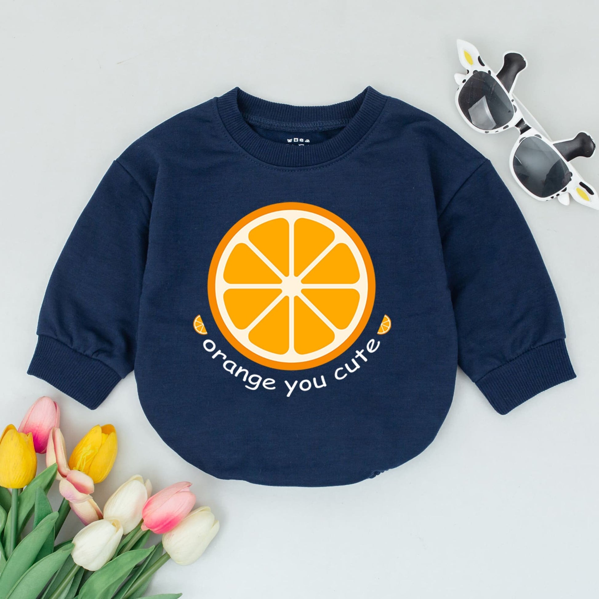 Orange You Cute Baby Romper with Sliced Fruit Design | Playful Newborn Outfit with Cheerful Citrus Print | Baby Shower Gift, Comfortable Cotton (140 chars)