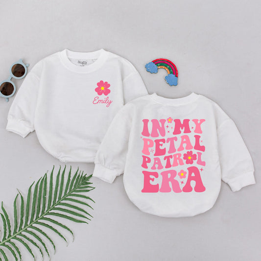 Petal Patrol Era Baby Romper Flower Girl Outfit Personalized Pink Floral Wedding Souvenir Gift Cute Infant Girl Bridal Party Shirt Bridesmaid Present