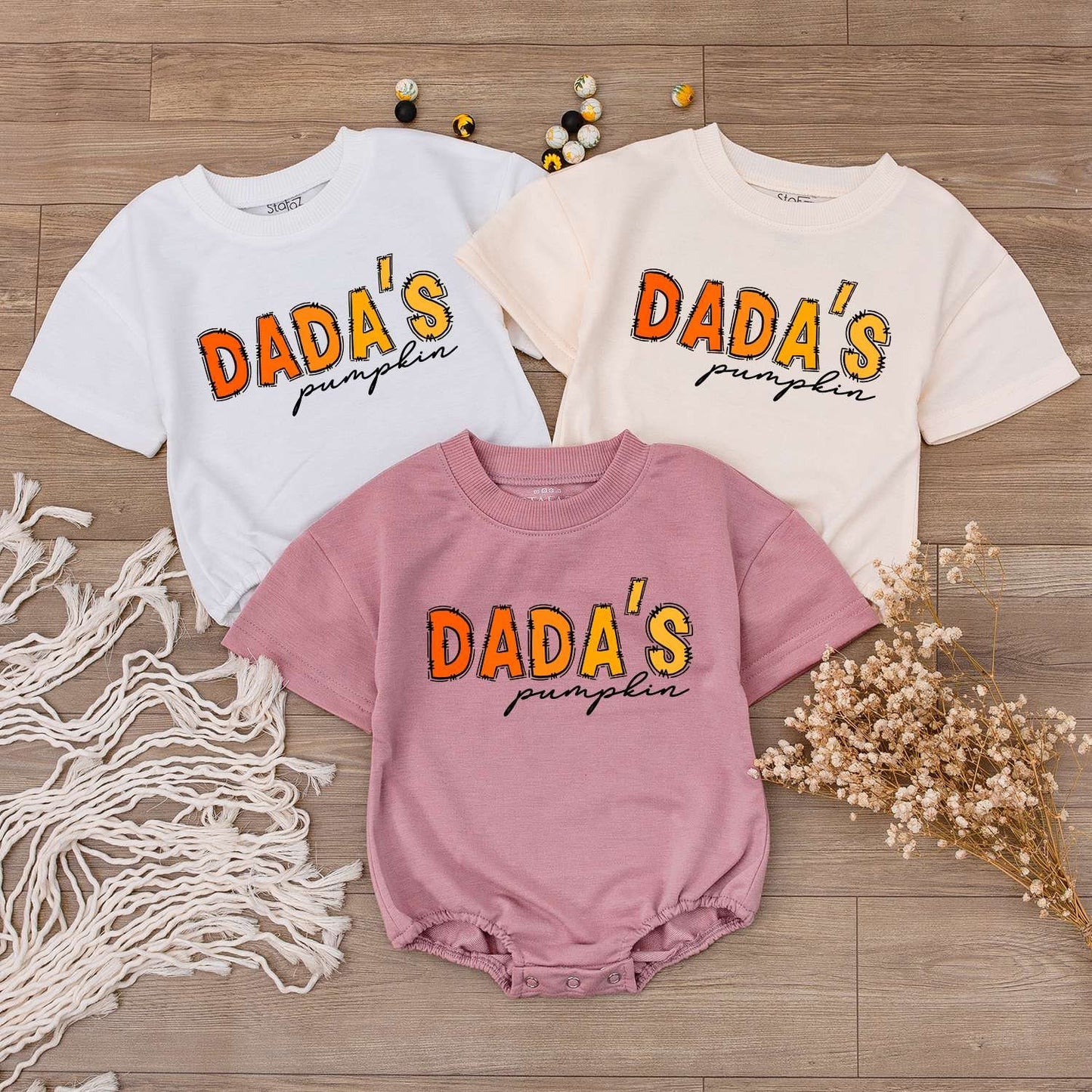 Pumpkin Family Outfit: Baby Romper, Kids Tee & Fall Bodysuit Set