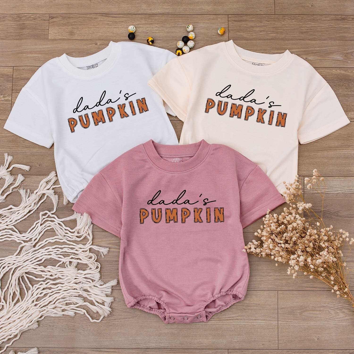 Pumpkin-Themed Family Outfits: Baby, Toddler, and Daddy Apparel