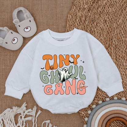 Tiny Ghoul Gang Baby Romper My First Halloween Costume Bubble Infant Clothes Adorable Spooky Season Outfit Cotton Soft Comfortable