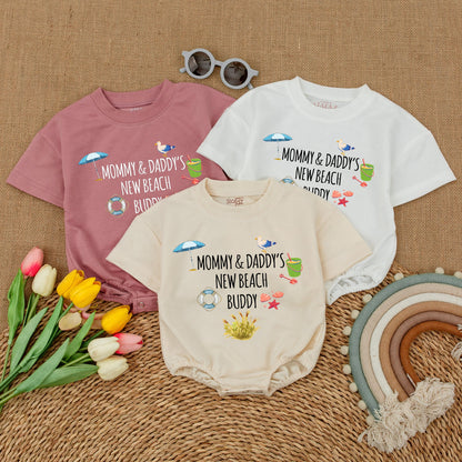Mommy & Daddy's New Beach Buddy Bodysuit Summer Beach Baby Romper Nautical Beach Baby Shower Fun Outfit