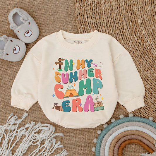 In My Camping Era Bubble Baby Romper Summer Vacation Outfit Newborn Infant Bodysuit Cute Retro Boho Camping Trip Clothes Gift