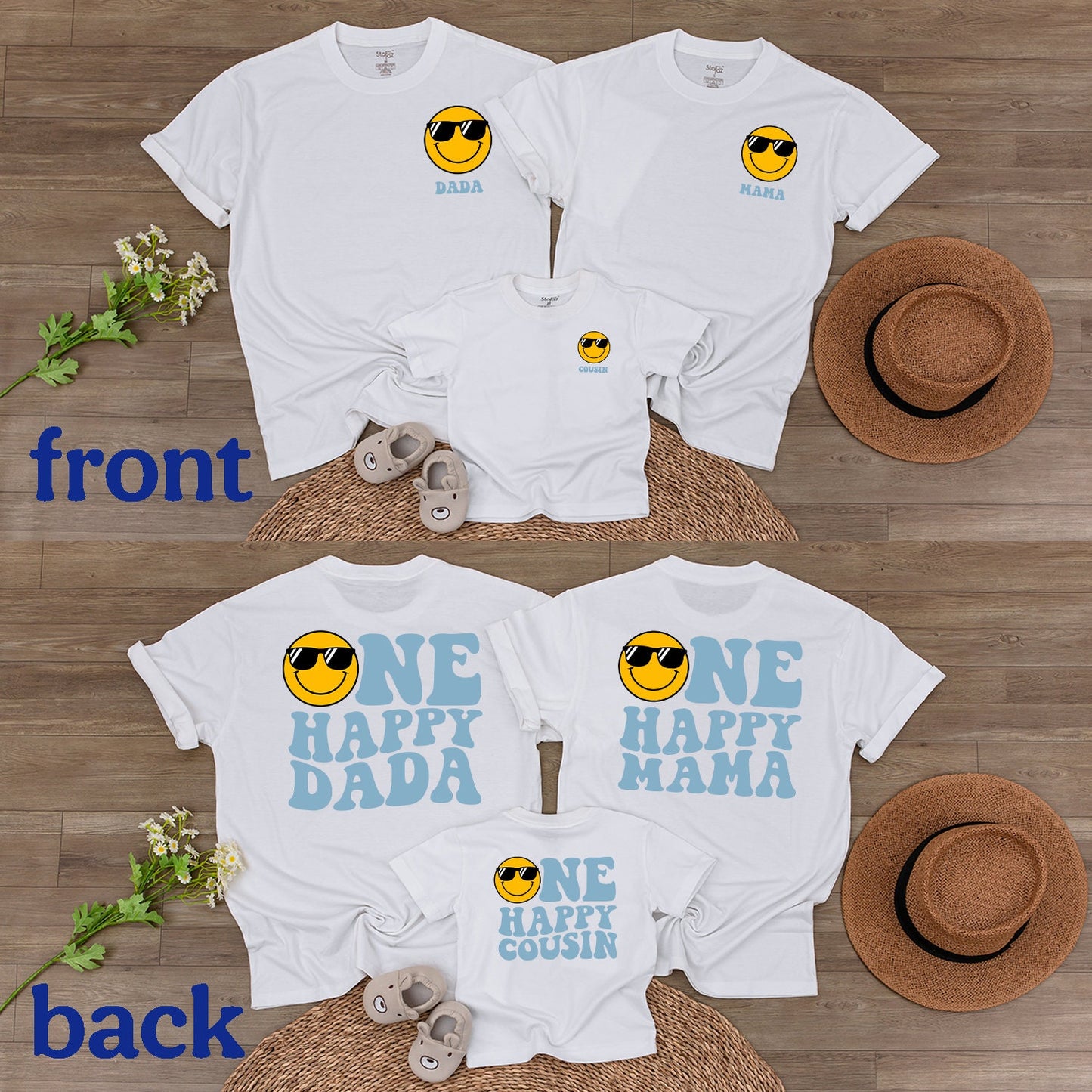 Custom One Happy Dude 1st Birthday Bodysuit Smiley Face Outfit Groovy Yellow Sunglasses Design Baby Infant Party Gift Soft Cotton Apparel