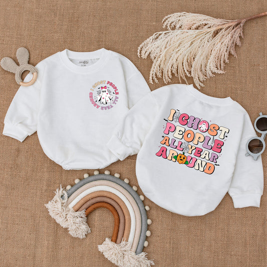 "Pumpkin Ghost Baby Bodysuit: Gender Neutral Halloween Romper"