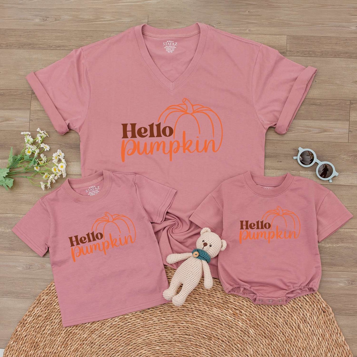 Pumpkin Patch Family Outfits: Retro, Baby Romper & Toddler Tee