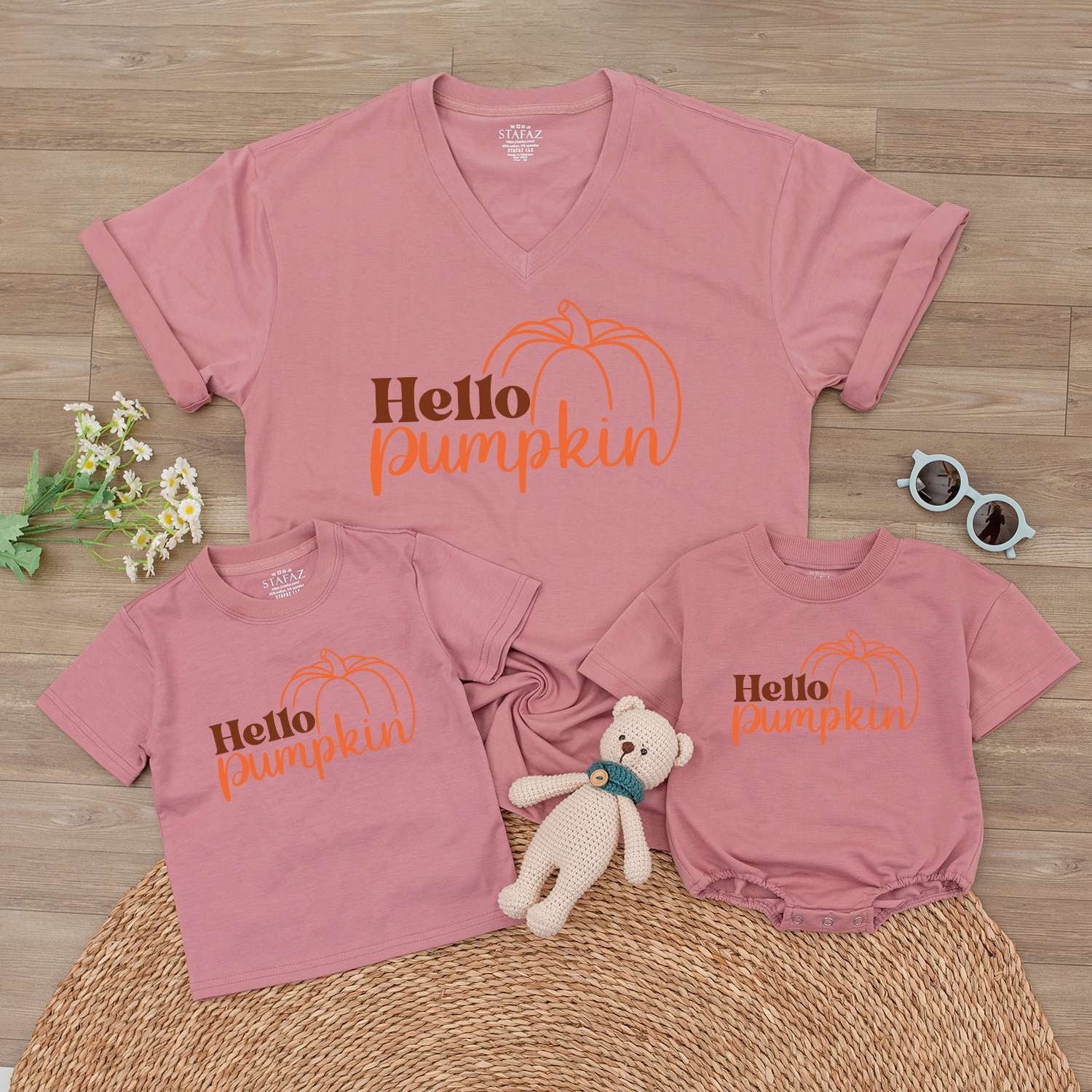 Pumpkin Patch Family Outfits: Retro, Baby Romper & Toddler Tee