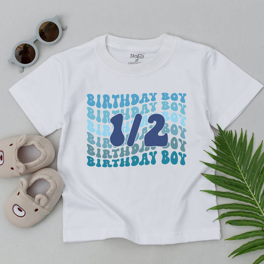 Half Birthday Boy T-Shirt Six Months Old Half Way To One Baby Outfit Perfect 6 Month Celebration Gift Toddler Clothes