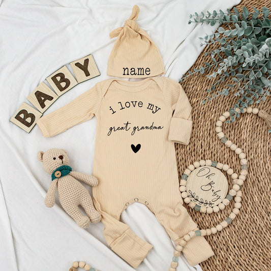 I Love My Great Grandma Custom Baby Bodysuit – Newborn Boy/Girl Gift