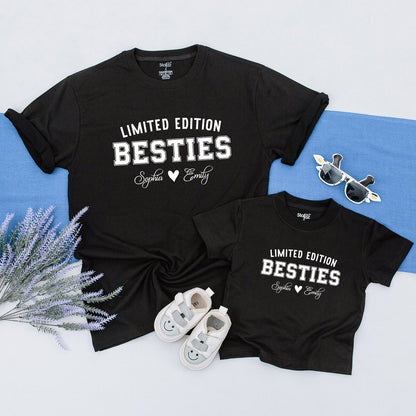 Personalized Limited Edition Auntie Bestie Shirt Custom Names Matching Baby and Auntie Tee for Friendship Day Gift Soft Comfortable
