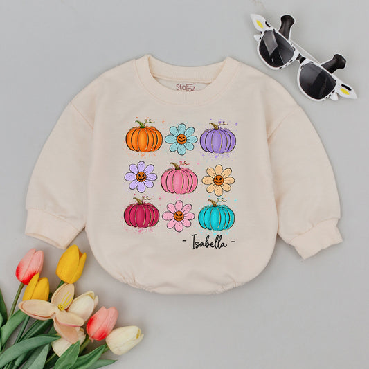 Retro Cute Pumpkin Season Baby Romper Vintage Smile Faces Infant Coming Home Outfit Baby Shower Gift