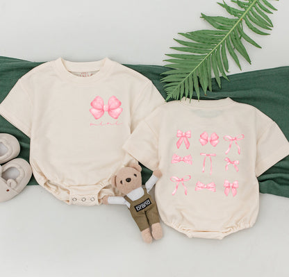 Matching Pink Bow Shirts: Mommy & Me Soft Girl Family Tees