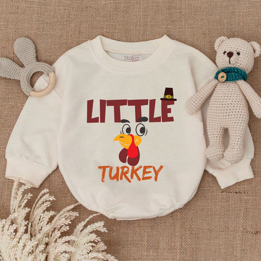 Little Turkey Baby Outfit Cute Cartoon Turkey First Thanksgiving Bubble Romper Baby Shower Gift for Boys Girls Fall Pumpkin