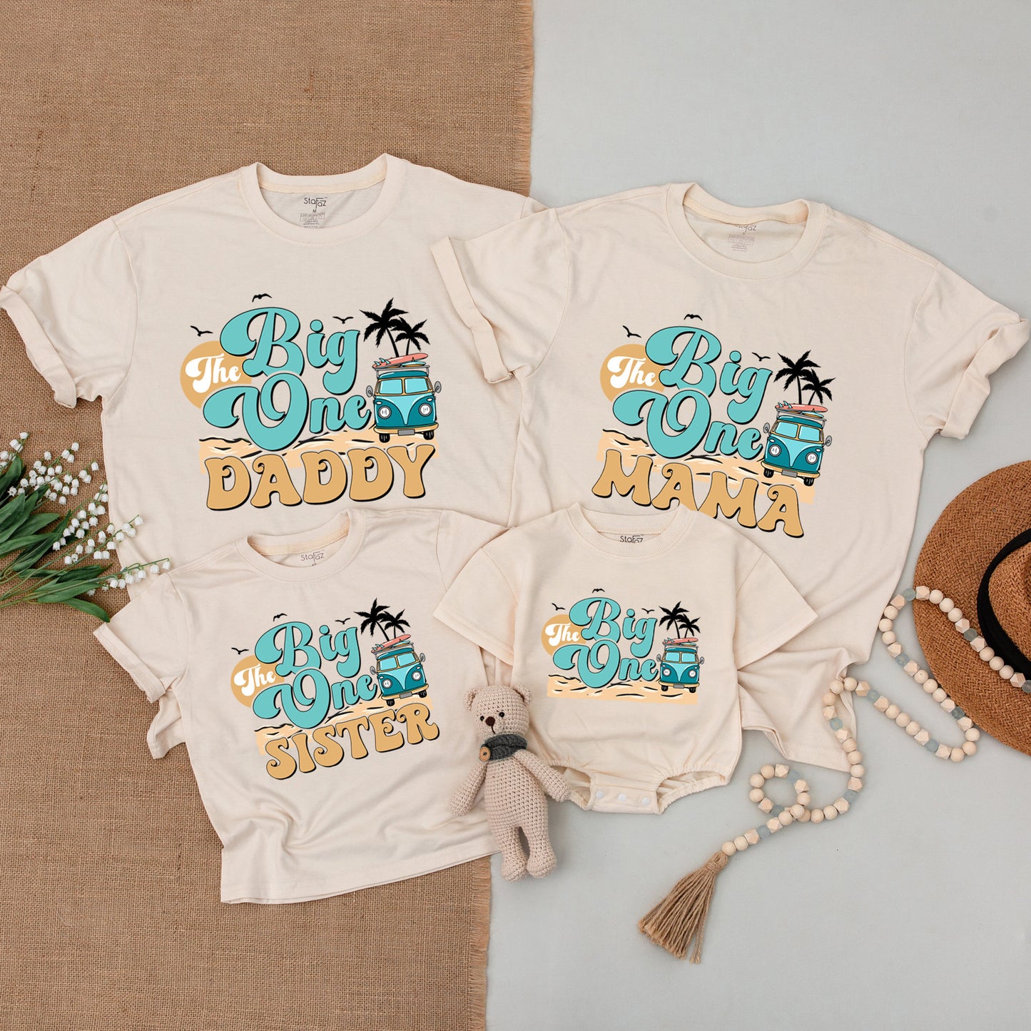 Surf-Themed Family Outfits: 1st Birthday Boy & Matching Shirts