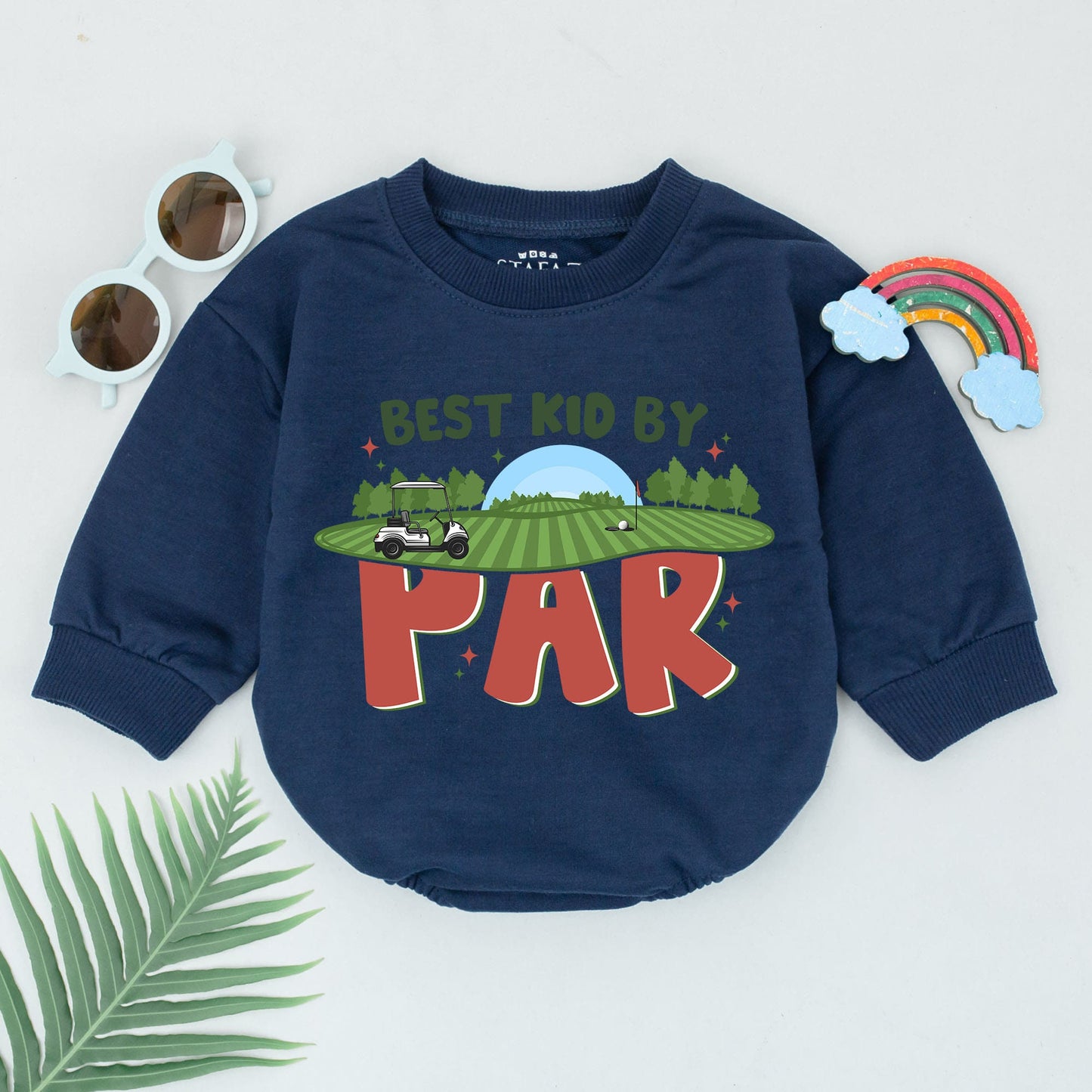 Best Kid By Par Golf Romper Baby Boy Outfit - Retro Golf Course Design, Father's Day Gift, Newborn Baby Announcement, Golfing Buddy Bodysuit (138 chars)